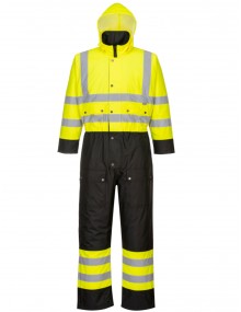 Portwest S485 - Hi-Vis Contrast Coverall Yellow/Black - Lined High Visibility